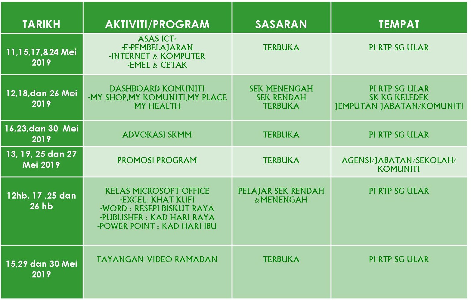 jadual mei 2019